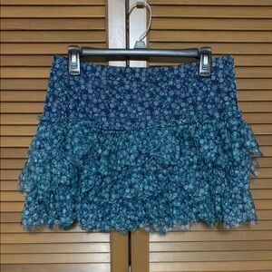 Justice Floral Blue Ruffled Mini Skirt Plus Size 20